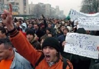 Muslims today in Skopje, Macedonia at a rally to protest the publication of cartoons depicting the Prophet Muhammad (epa)
