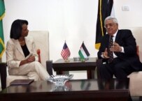 U.S. Secretary of State Rice (left) meeting with Palestinian President Mahmud Abbas on July 25 in Ramallah (epa)