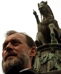 Serbia-Montenegro Foreign Minister Vuk Draskovic at a ceremony on March 9 to march the fifteenth anniversary of the first opposition demonstrations against Milosevic. (Source: epa.)