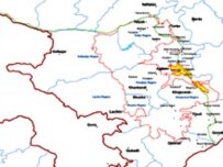 Nagorno-Karabakh, zone of fire (in yellow), presumably set up by Armenian forces. (Source: Azerbaijani Foreign Ministry)