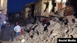 Последствия землетрясения в городе Аматриче в центральной части Италия. 24 августа 2016 года.