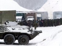 The blockaded border crossing on January 6 (AFP)
