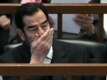 Iraq -- Saddam Hussein yawns while listening to the prosecution during the 'Anfal' genocide trial in Baghdad, 20Dec2006