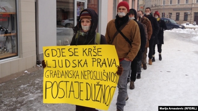 Protest u Prijedoru zbog kršenja ljudskih prava, decembar 2012.