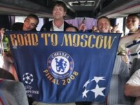 Chelsea fans arrive in Moscow (AFP)