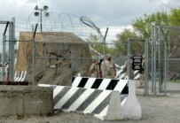 The gates of the U.S. Manas Air Base (undated TASS file photo)