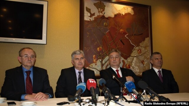 Lideri četvorke na konferenciji za novinare u Mostaru, 27. decembar 2012.