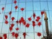 Red paint thrown at the parliament building in Pristina by ethnic-Albanian protesters on November 28 (epa)