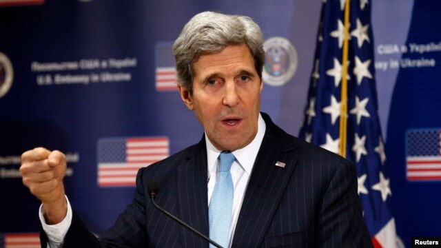 Пресс-конференция госсекретаря США Джона Керри во время визита в Киев, 4 марта 2014 года