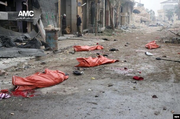 Восточный Алеппо, 30 ноября, тела людей, погибших при обстреле во время попытки выйти из осажденного города