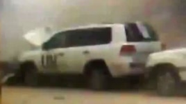 An image allegedly shows a UN observers convoy seconds after a roadside bomb exploded in front of it in Khan Sheikhun on May 15.