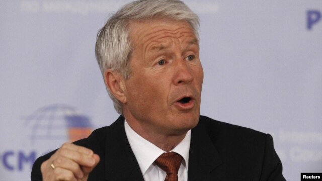 Russia -- Secretary-General of the European Commission Thorbjorn Jagland speaks during the "Euro-Atlantic Security Community: Myth or Reality?" conference in Moscow, 23Mar2012