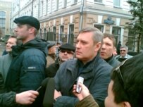 Former Prime Minister Mikhail Kasyanov at rally site in Moscow today (RFE/RL)