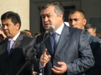 Omurbek Tekebaev at a Bishkek rally in September (Courtesy Photo)