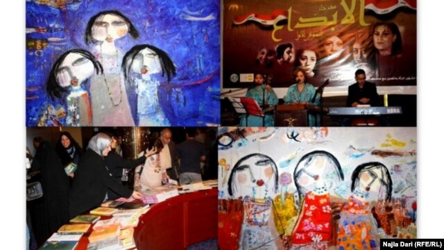 لوحات في معرض مهرجان الإبداع النسوي الأول