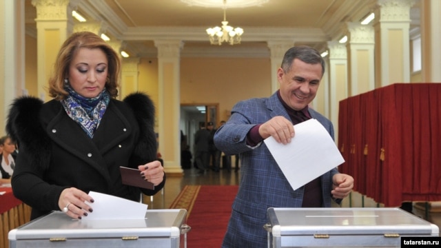 Tatarstan's Moscow-appointed President Rustam Minnikhanov (right) has three years left on his current term, but an election will be held to choose his successor. 