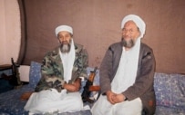 Ayman Al-Zawahiri (right) with Al-Qaeda leader Osama bin Laden in Afghanistan in 2001 (epa)