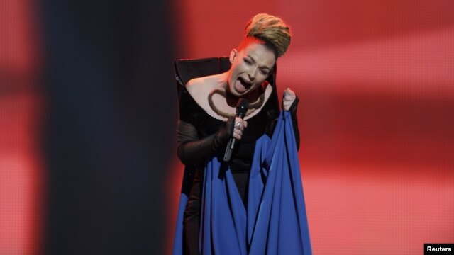Finalist Rona Nishliu of Albania performs her song "Suus" during the first semifinal of the Eurovision Song Contest in Baku on May 22.