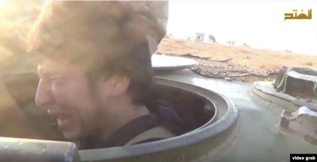 Israilov was filmed weeping as he climbed into his explosives-laden APC in a previous video released by the Imam Bukhari Jamaat.