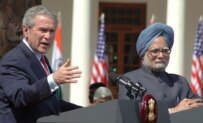 Bush (left) and Indian Prime Minister Manomohan Singh agreed the deal in New Delhi in March (epa)