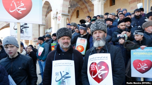 Митинг в поддержку пророка Мухаммеда в Грозном, 19 января 2015 года 