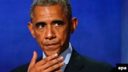 U.S. President Barack Obama addresses a meeting at the Clinton Global Initiative in New York on September 23.
