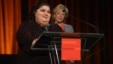 Khadija Ismayilova accepting the 2012 "Courage in Journalism" award from the International Women's Media Foundation in New York in October.
