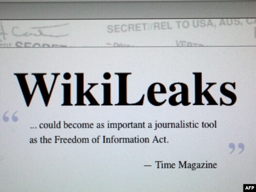 U.S. - The homepage of the WikiLeaks 
website is seen on a computer after leaked classified military documents
 were posted to it, Miami, 26Jul2010