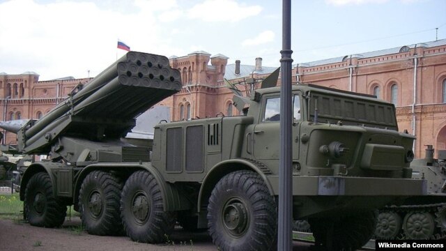 A BM-27 Uragan (Hurricane) multiple-launch rocket system (file photo)