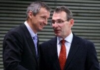 Andris Piebalgs (right) and president of the Energy Council, Martin Bartenstein, after a news conference of the EU Gas Coordination Group in January (epa)