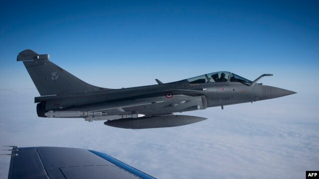 A French Rafale jet fighter flies over France on April 29 as part of efforts to reinforce NATO air patrols over the Baltics.