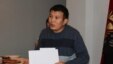 Radio Azattyk correspondent Kubanychbek Joldoshev, accepting first prize in the 2012 Environmental Journalism Competition at a December 4 ceremony in Bishkek.