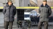 Место взрыва возле Дворца спорта, 30 ноября 2010 года.