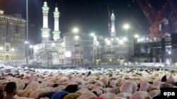 Muslim pilgrims pray at the Masjid al-Haram Mosque, Islam's holiest site, two days before the hajj pilgrimage in Mecca, Saudi Arabia, on September 20.