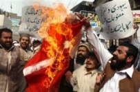 The demonstration in Peshawar on 17 February (AFP)