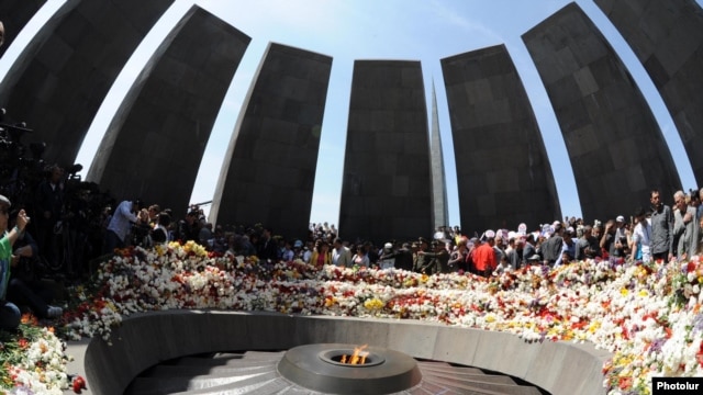 Yerevan residents lay flowers at the Armenian Genocide Memorial in the capital in April 2012.