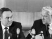 Nazarbaev and Soviet leader Boris Yeltsin in 1990