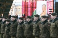 Soldiers on Minsk's October Square during a concert celebrating Lukashenka's inauguration in April (Bymedia.net)