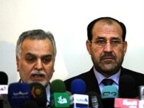 Tariq al-Hashimi (left) and Nuri al-Maliki hope this agreement fares better than previous ones (file photo) (AFP)