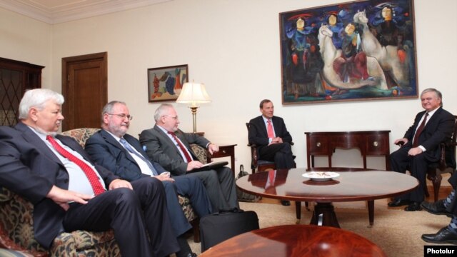 Armenia -- RA Minister of Foreign Affairs Edward Nalbandyan receives the co-chairs of the OSCE Minsk Group, Yerevan, 13Jul2012