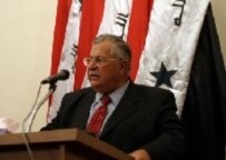 Iraqi President Jalal Talabani addressing the National Assembly yesterday
