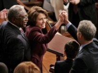 Nancy Pelosi being congratulated after being elected speaker of the House of Representatives on January 4 (epa)