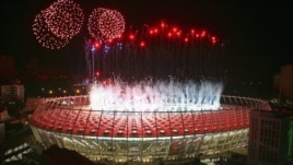 Fireworks above Kyiv's Olympic Stadium after the final