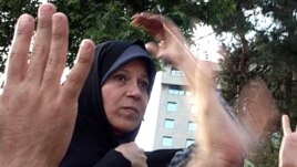 Faezeh Hashemi Rafsanjani at a rally in Tehran after the disputed presidential election in June 2009