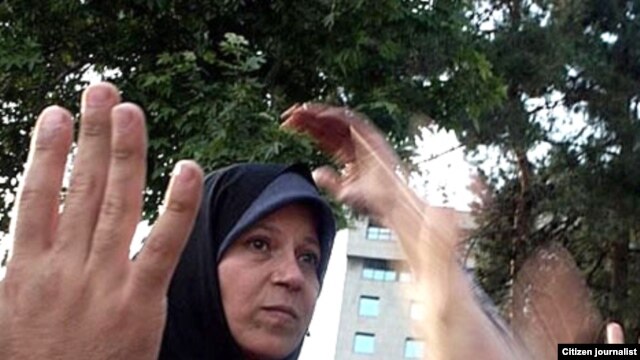 Faezeh Hashemi attends a pro-Musavi rally after the June 2009 presidential election in Tehran.