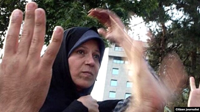 Faezeh Hashemi Rafsanjani at a rally in Tehran after the disputed presidential election in June 2009
