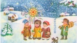 Timbrul „Colindătorii” din seria dedicată Crăciunului de „Poşta Moldovei” (Pictor - Oleg Cojocari)  