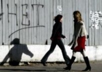 Minsk, October 2004. The graffiti on the fence says 'No' to Lukashenka staying in power