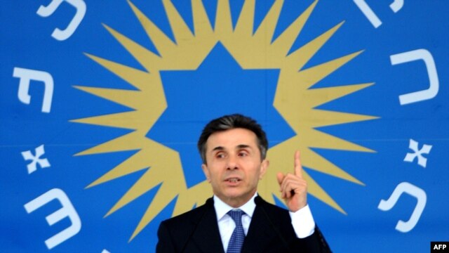 The leader of Georgian Dream opposition coalition, Bidzina Ivanishvili, addresses his supporters during a rally in the town of Mtskheta on July 1.