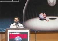 President Ahmadinejad speaking at the conference in Tehran (Fars)